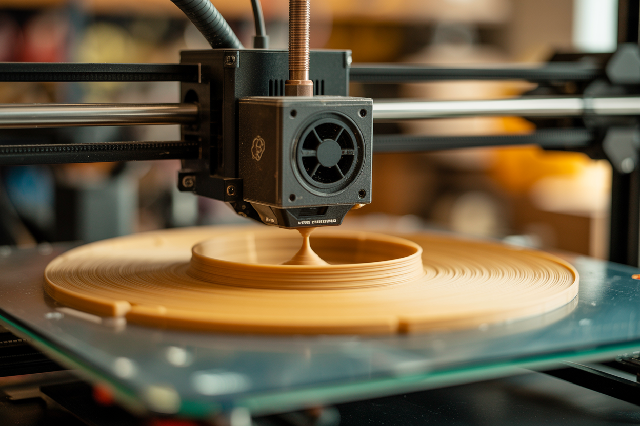 3D printer nozzle laying down a fresh layer